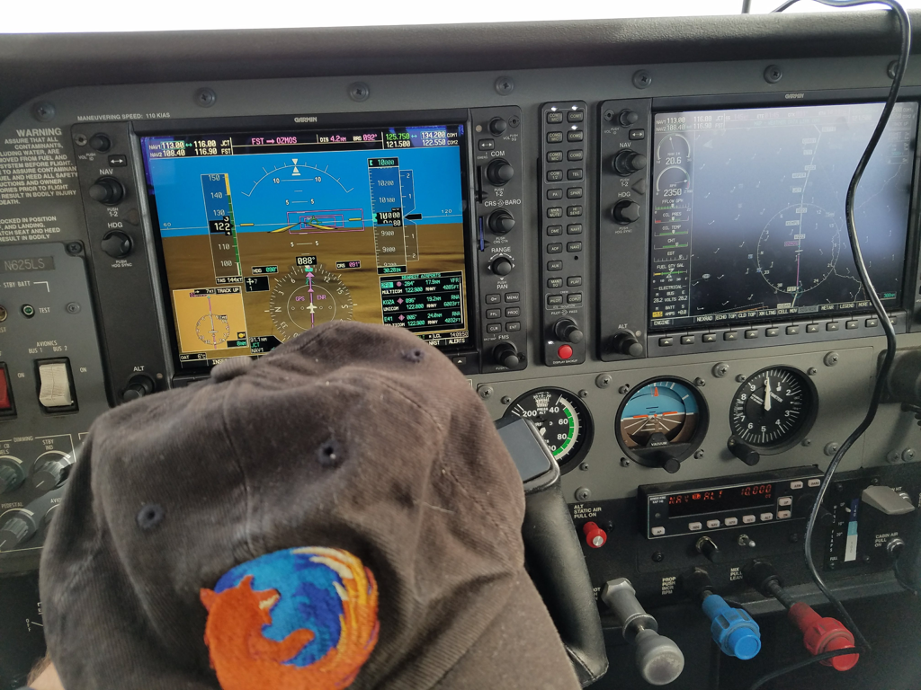 Crusing at 10,000 feet doing 144 knots true (165 mph) near Fort Stockton, TX
