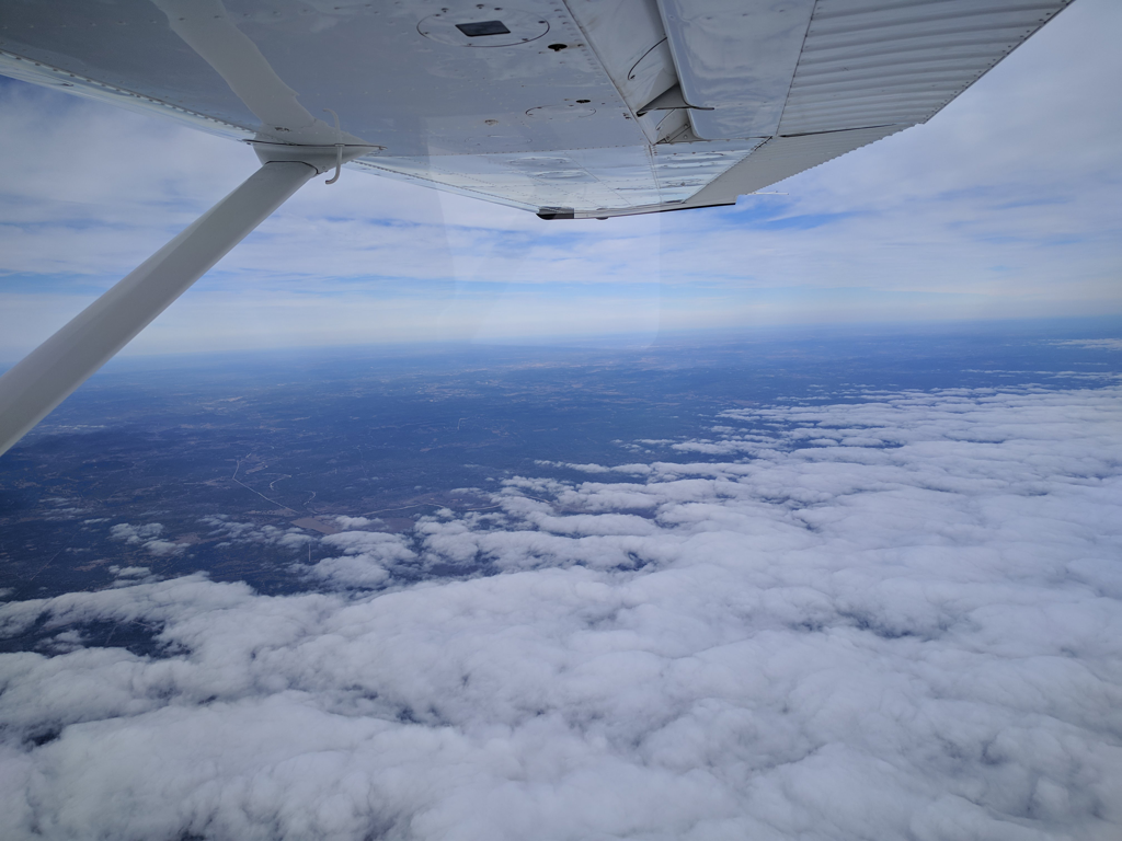 The cloudcover persisted until we were over central Texas